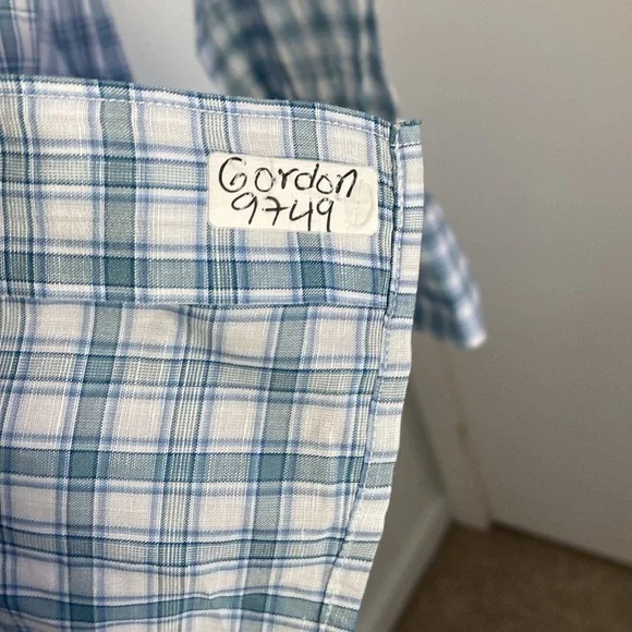 Ermenegildo Zegna Cotton Linen Check Shirt Blue White Small 14.5 - Picture 12 of 13